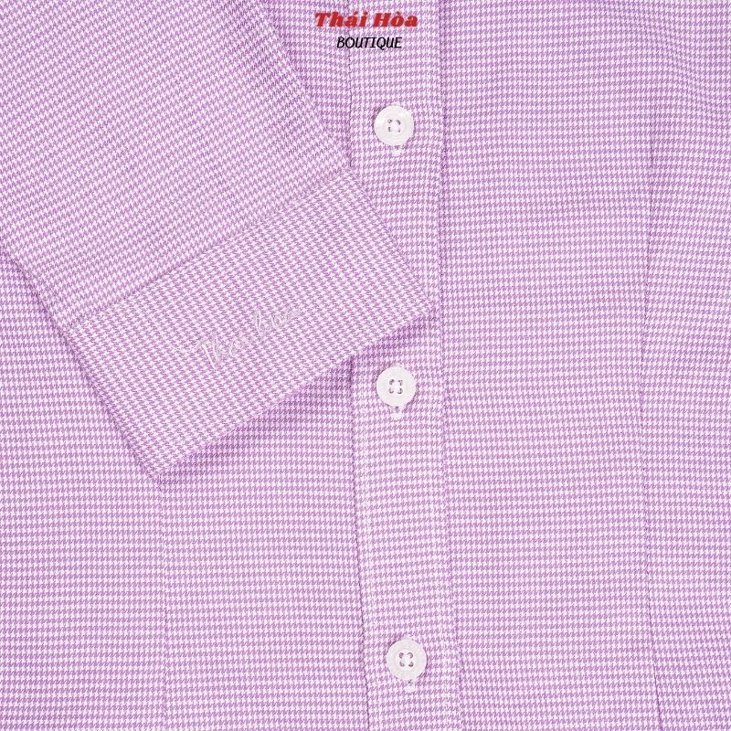 Áo sơ mi nữ kiểu công sở đẹp dài tay kẻ caro màu tím cotton Thái Hoà 65-05-01