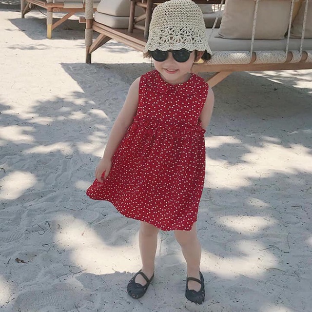 Váy Tank đỏ bé gái