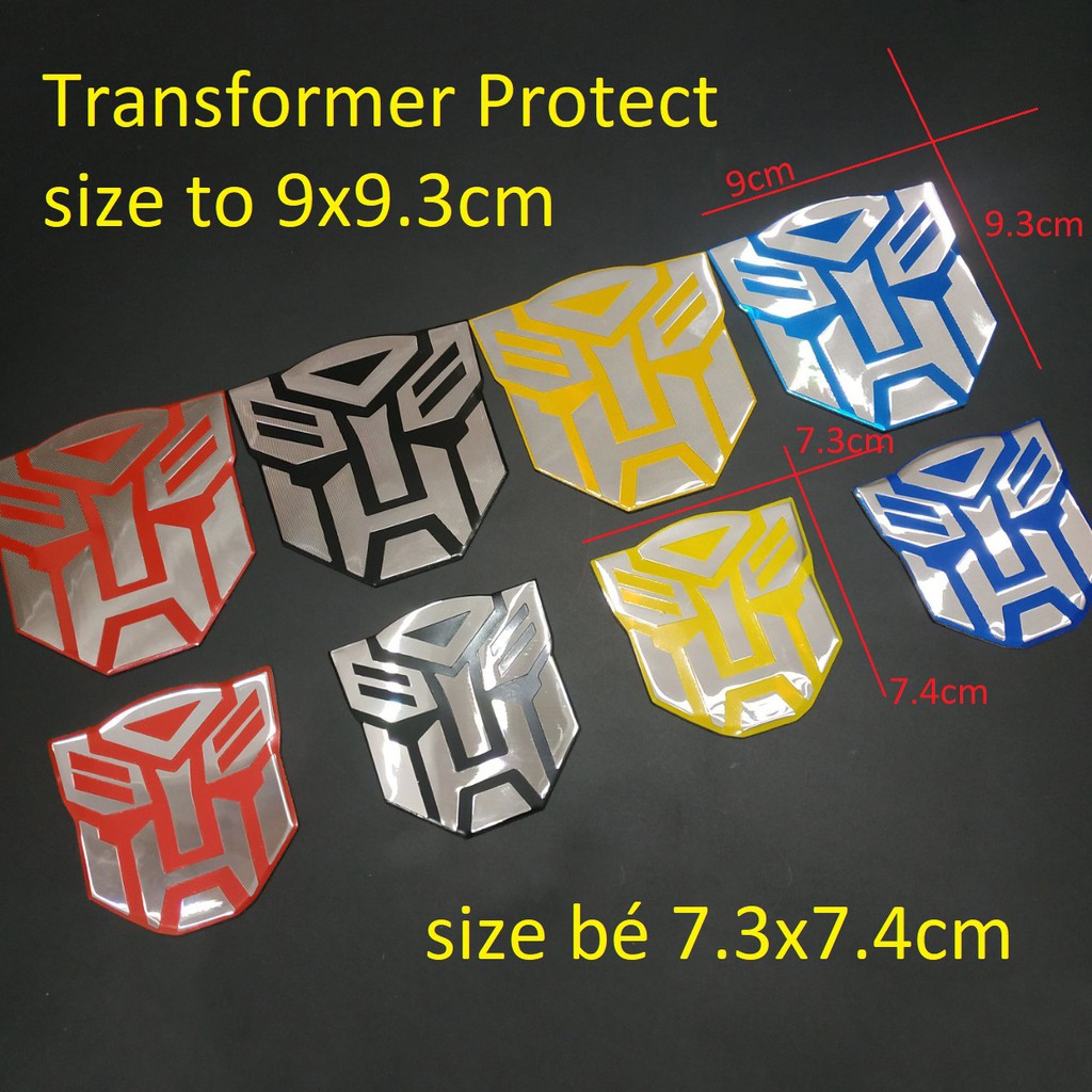 Tem nhôm dán xe đầu Transformer sắc màu