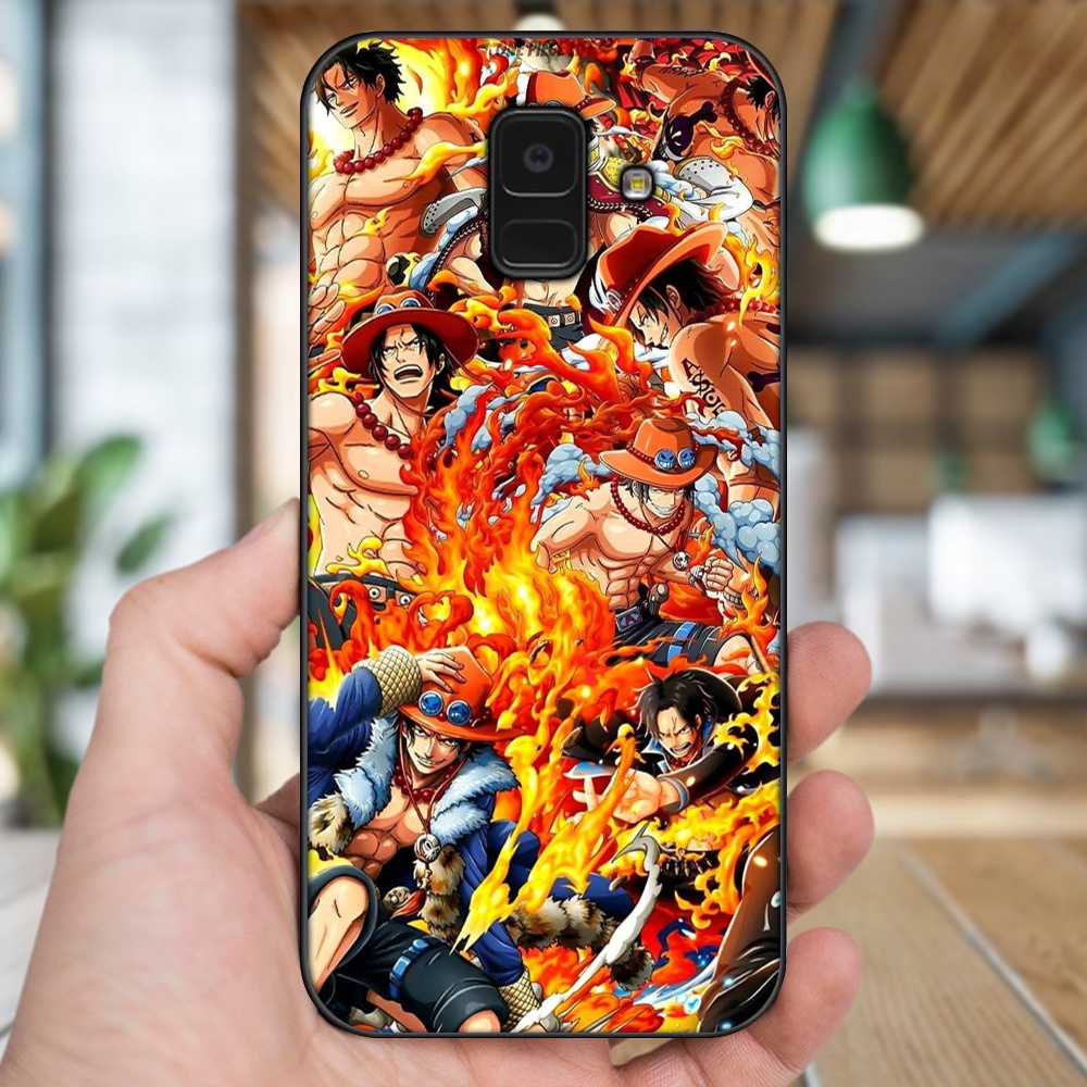Ốp lưng Samsung A5 2018, A6 2018, A8 2018, J6 2018, A8 Plus viền đen in hình Ace One Piece