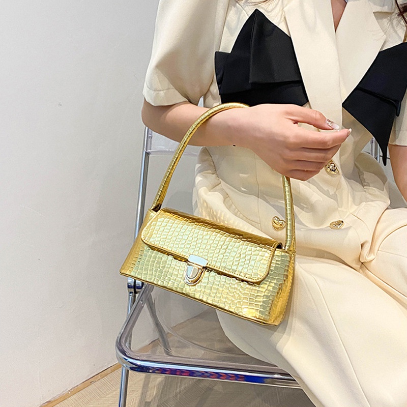 IELGY Túi Đeo Vai Có Khóa Họa Tiết Đá Phong Cách Hàn Quốc Cho Nữ