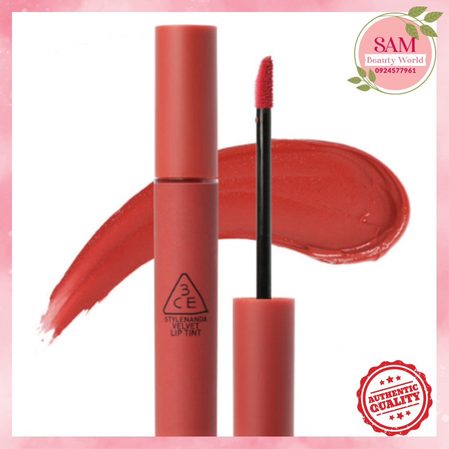 Son 3CE Kem Velvet Lip Tint Màu DDaffodil- Tone đỏ đất  sang trọng quý phái