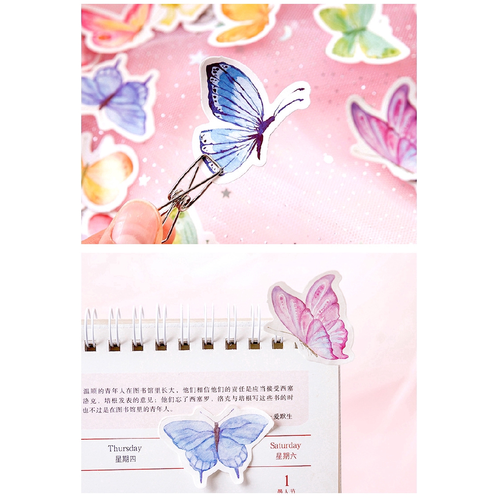 Hộp 46 nhãn dán hình bươm bướm trang trí thủ công