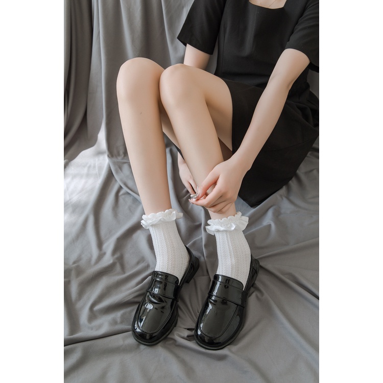 Tất trắng lolita cao cổ viền bèo điệu đà - Youmei Store T081