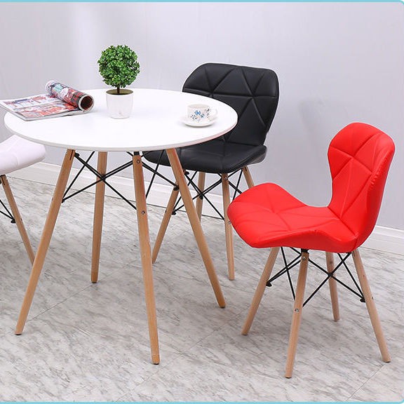 ghế tựa lưng cho phòng ngủ bình dân Bắc Âu lưới màu đỏ trang điểm Eames bướm bột rắn gỗ hiện đại và đơn giản