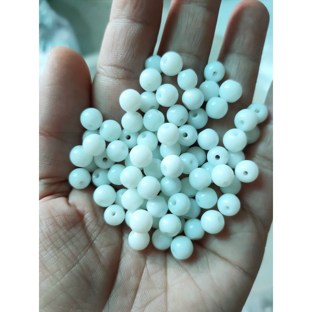 25gam-50gam đá nhân tạo màu trắng sữa 6mm làm vòng tay, handmade