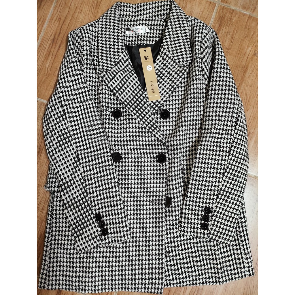 Sẵn H1-MẢnh thật 4 hình cuối-HC513.Áo blazer kẻ houndstooth thu đông sang chảnh