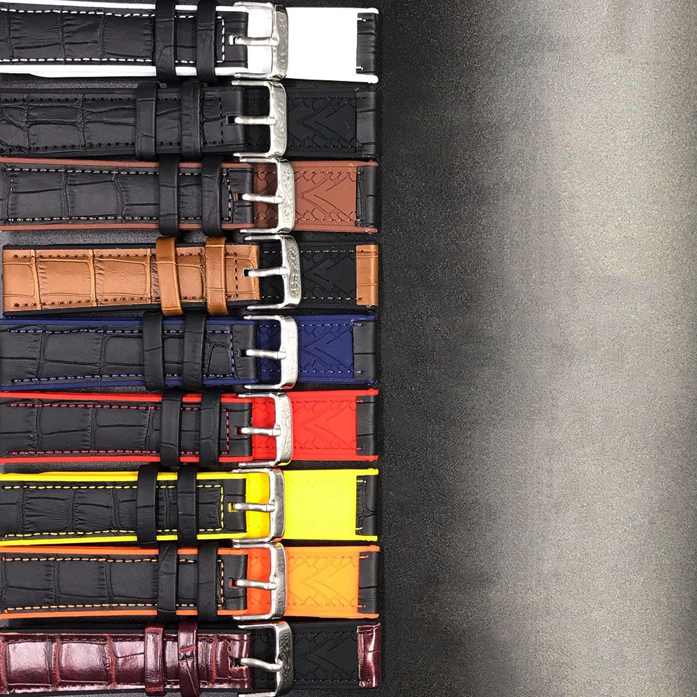 Dây Đeo Đồng Hồ Bằng Cao Su + Cao Su + Cao Su 20mm 22mm Chống Nước Hai Màu Phong Cách Mới Cho Nam Nữ