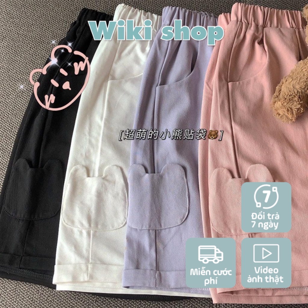 [C300] Quần sooc GẤU xinh - Quần sooc unisex cạp chun ống suông freesize nhiều màu chất thun giá siêu rẻ | BigBuy360 - bigbuy360.vn