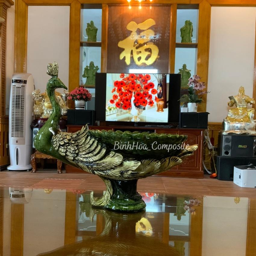 Bình hoa con công composite mã bh213, lọ cắm hoa cao cấp, lọ hoa trang trí