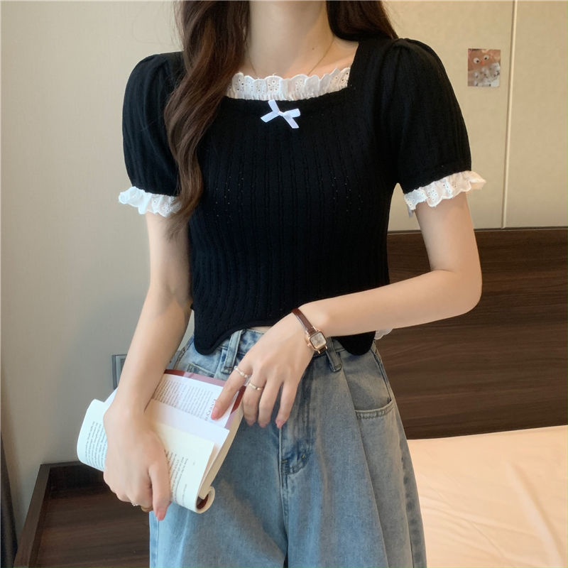 Áo thun tay ngắn phối ren thiết kế lai không đều thời trang cho nữ JL-TX-134