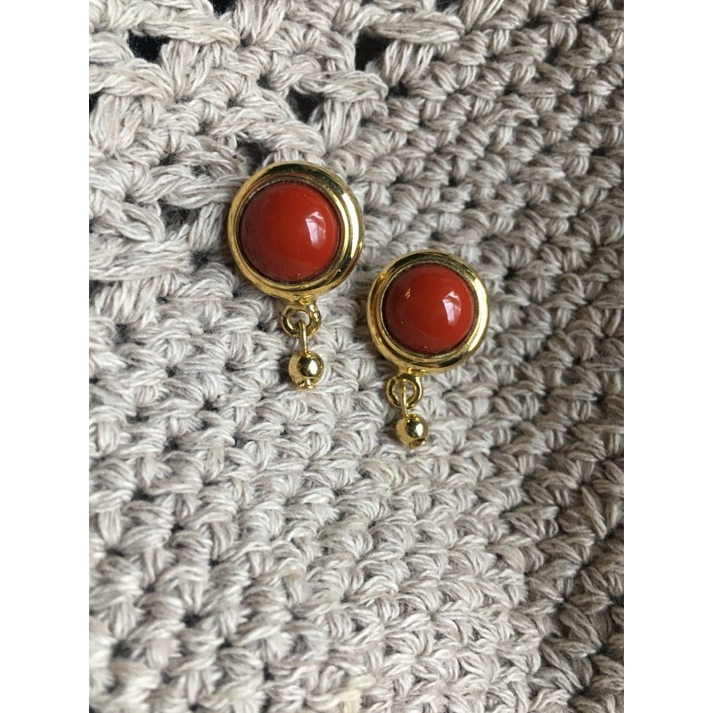 Bông tai xỏ vintage Ý Bijoux Cascio đính san ho