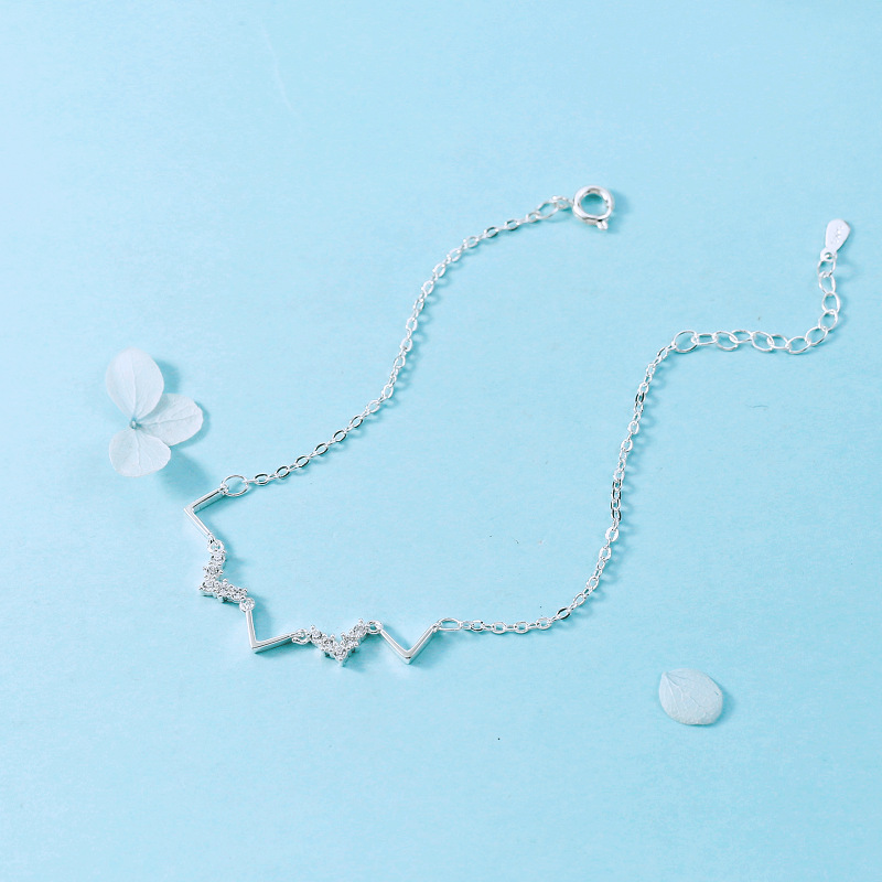 Mới Theo Phong Cách Hàn Quốc Đơn Giản Nhỏ Tươi Kim Cương Bộ Vòng Tay Bạc Lễ Tình Nhân Tặng