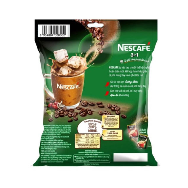 ❤FREESHIP ❤ Túi 46 bịch NESCAFÉ ☕ XANH (Đậm vụ cà phê) x17g/gói