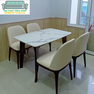 Bộ bàn ăn 4 ghế+ bàn đá ceramic ( Freeship HCM Dĩ An BH )