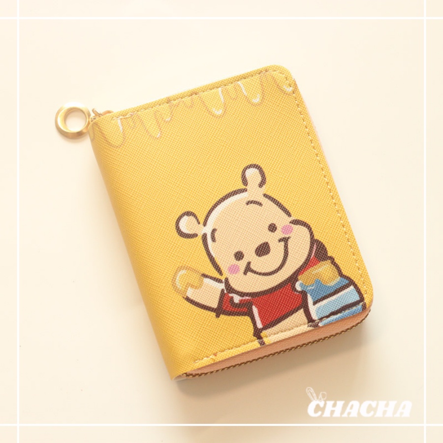 Ví nữ mini cầm tay Chacha Sweet hình Gấu Pooh vàng siêu cưng nhiều ngăn nhỏ gọn bỏ túi đựng tiền đựng thẻ