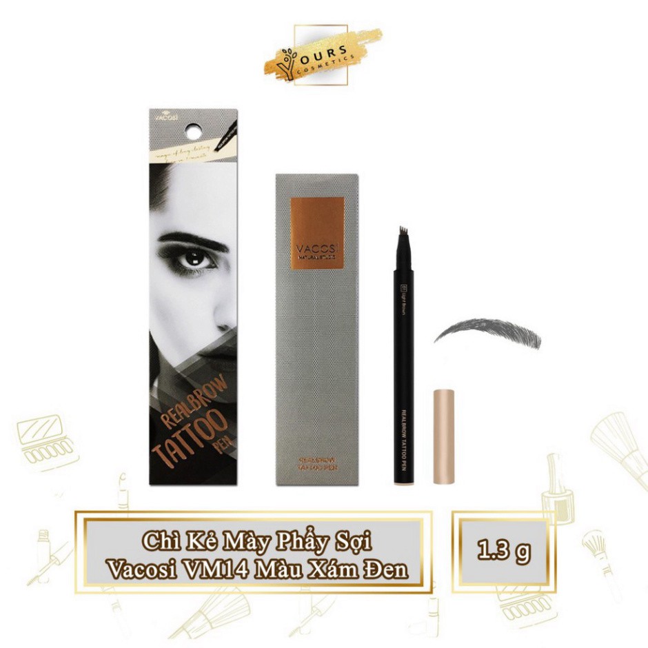 [Đại Lý Chính Thức] Chì Kẻ Mày Phẩy Sợi Vacosi Màu Nâu Xám Real Brow Tattoo Pen VM14 - Bút Kẻ Mày Phẩy Sợi Vacosi G59