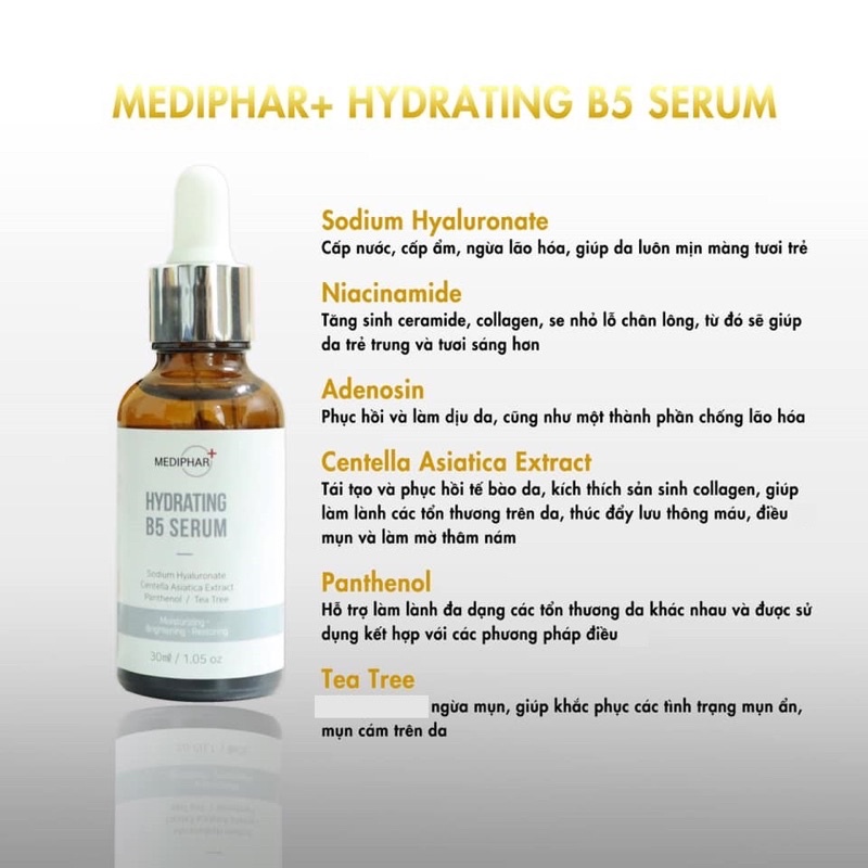 Serum Dưỡng Cấp Ẩm Phục Hồi MEDIPHAR+ HYDRATING B5 SERUM 30ml