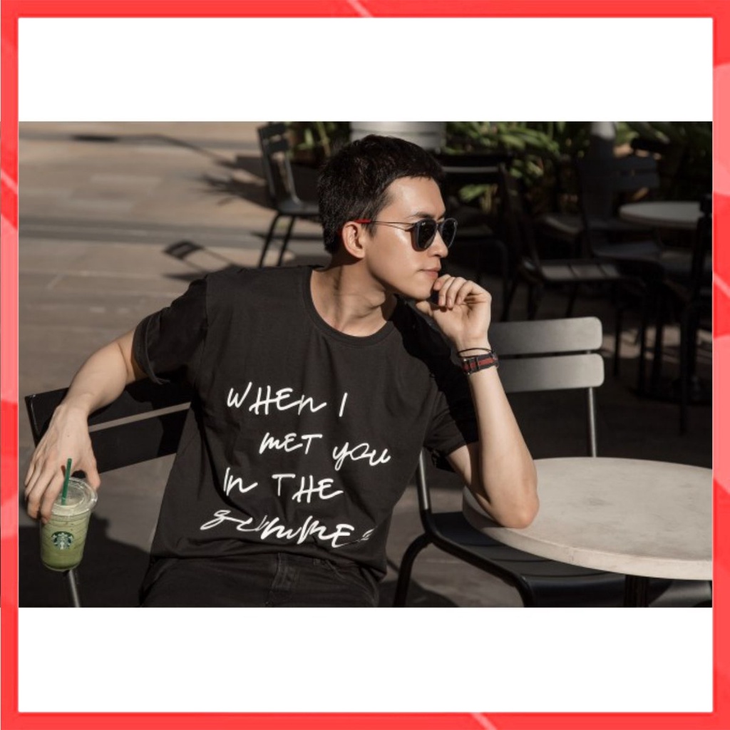 Áo thun phông nam form rộng Familylove - Mẫu áo thun nam tay lỡ When i met you in summer chất Cotton 100% cao cấp