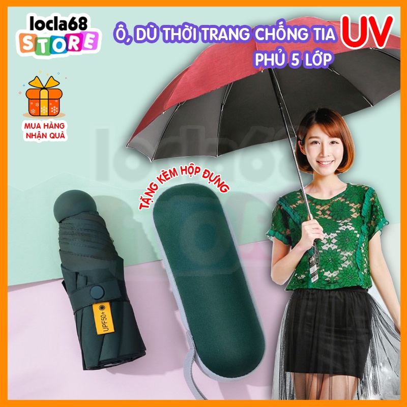 Ô dù che mưa che nắng kèm hộp đựng chống tia UV