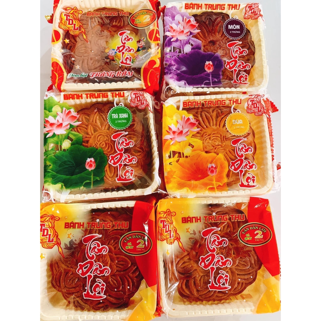 TÂN DÂN LỢI- BÁNH TRUNG THU BÁNH NƯỚNG - 1 Bánh Nướng 2 Trứng 200g - KÈM HỘP BIẾU
