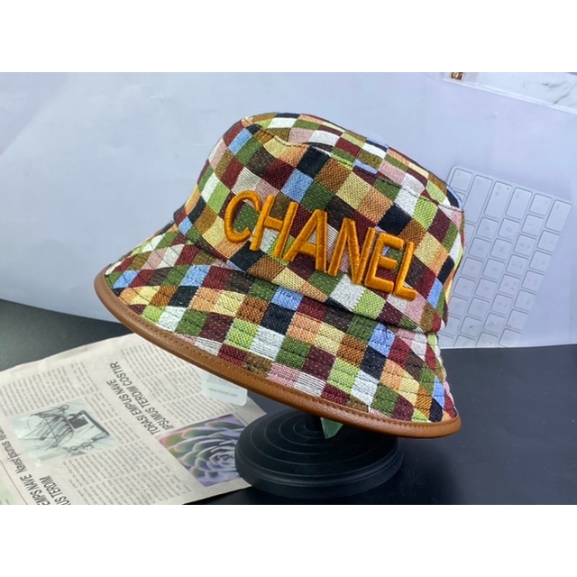 nón vành bucket ca rô - mũ hàn quốc thêu chữ viền da cá tính thời trang nữ