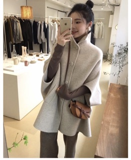 Áo cape kaki nữ 2018