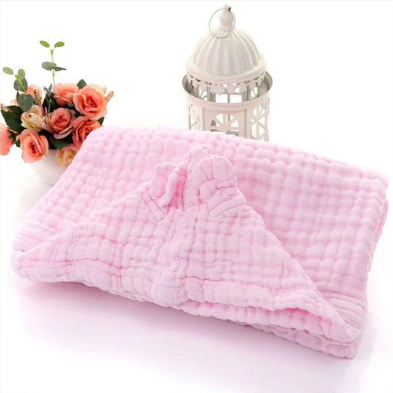 Nerf Chăn Quấn Em Bé Sơ Sinh Bằng Cotton 6 Lớp Có Nón Trùm Đầu