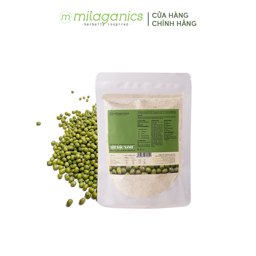 [Mã FMCGMALL -8% đơn 250K] Bột Đậu xanh Giúp Giảm Mụn Dưỡng Da Trắng Sáng MILAGANICS 100g | BigBuy360 - bigbuy360.vn
