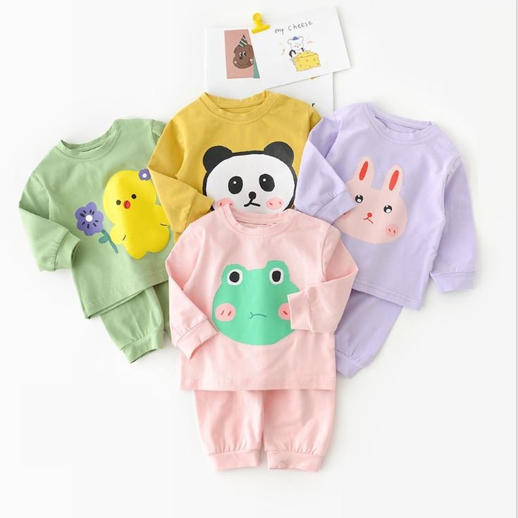 Bộ quần áo cotton dài tay hình thú cho bé K033