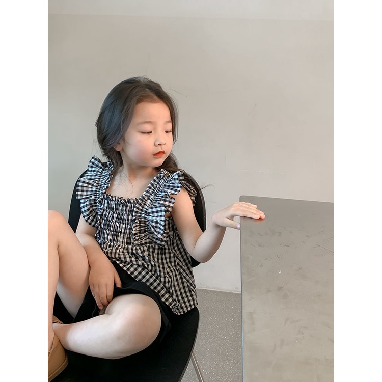 [Babycat] Hàng Có Sẵn Set Áo Sơ Mi Cotton Sát Nách Màu Trơn + Quần Short Màu Trơn Phong Cách Nhật Bản Hàn Quốc Cho Bé Gái