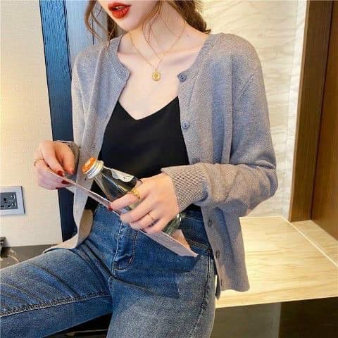 Áo cardigan len mịn nữ/ Áo khoác len cài cúc dễ thương thời trang thu đông 2021
