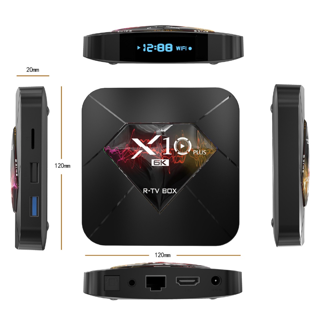 Hộp TV Box thông minh X10 Plus 4+64G Android 9.0 6K H6 kèm bàn phím i8