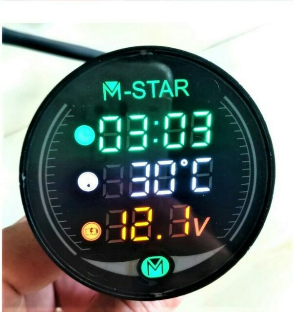 ĐỒNG HỒ BÁO GIỜ BÁO VON ĐO NHIỆT ĐỘ GẮN CHÂN GƯƠNG XE MÁY