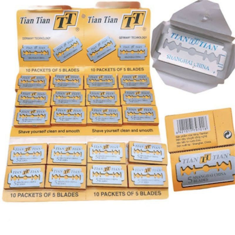 ⚡️???? ????⚡️ 1 Hộp 5 Cái Lưỡi Lam Trắng Tian Tian ( 1 Hộp Lưỡi Làm Vàng)