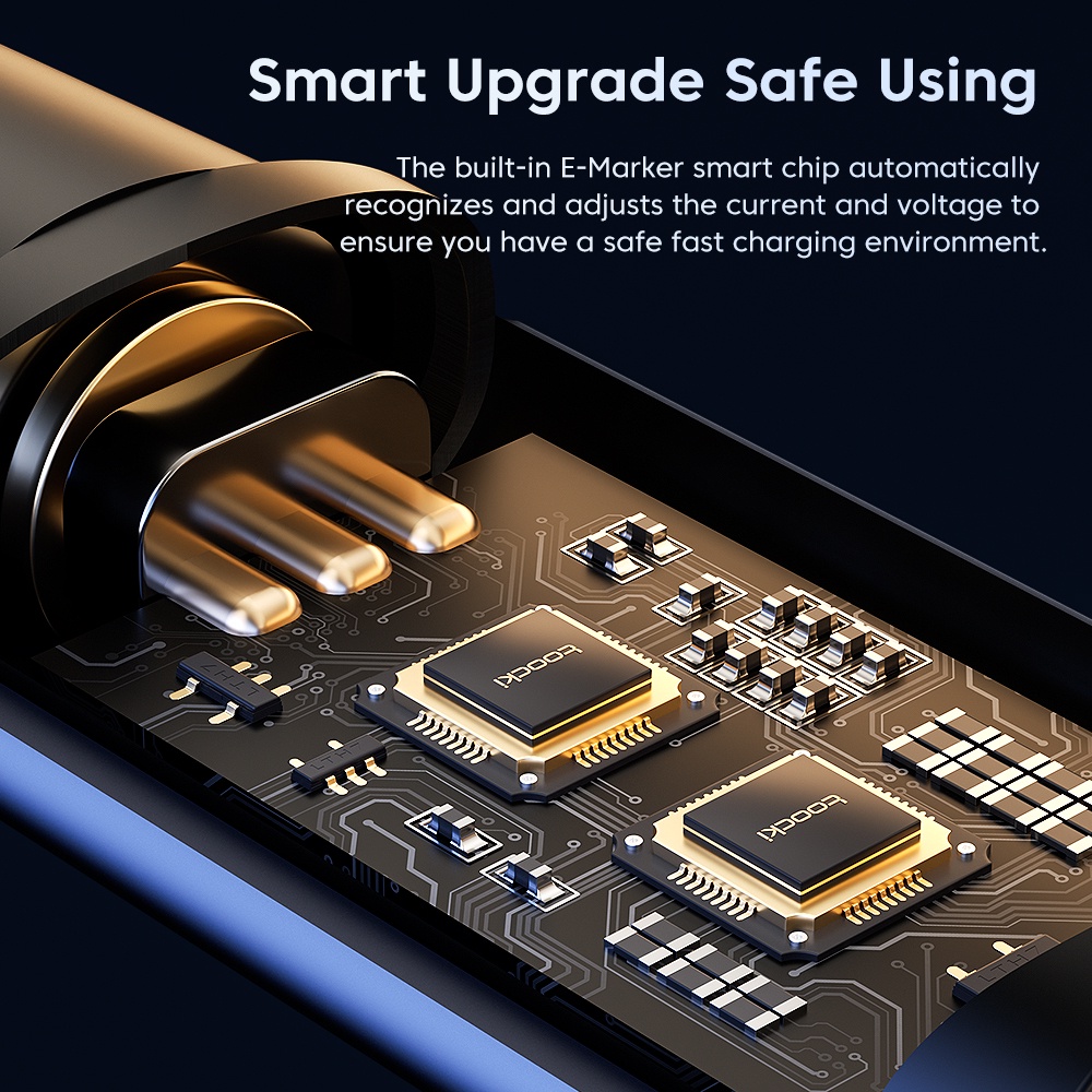 Cáp sạc nhanh Toocki đèn LED USB Type C 100W PD60W USB-C cho Xiaomi Samsung