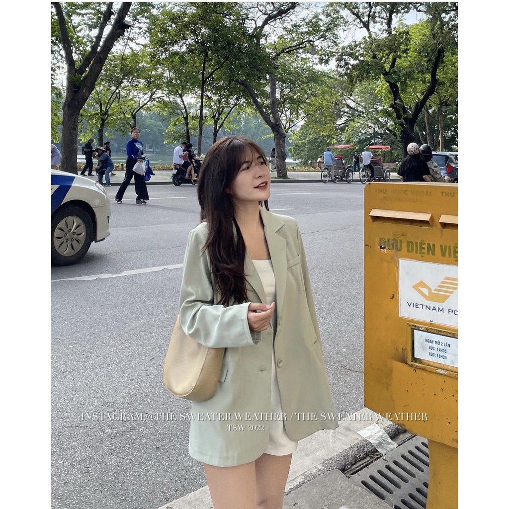 Áo blazer form rộng 1 lớp nhiều màu túi ngực ulzzang