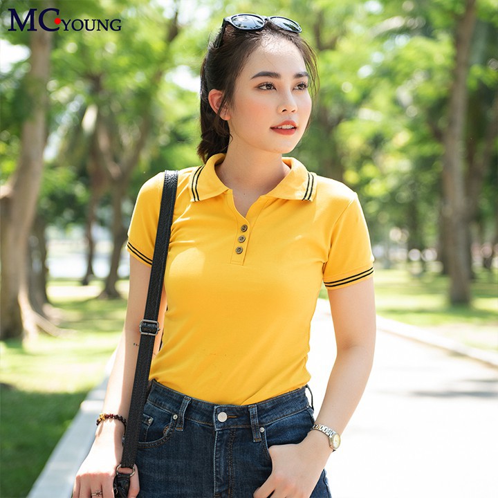 Áo Thun Nữ MC Fashion Cổ Bẻ Thoáng Mát Chất Cotton Thái Co Giãn 4 Chiều Chuẩn Form AP169