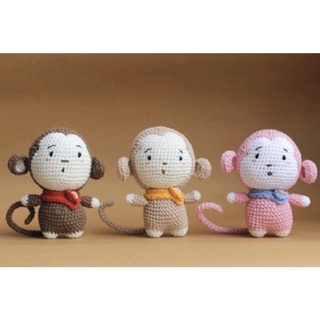 Thú bông khỉ con bằng len handmade