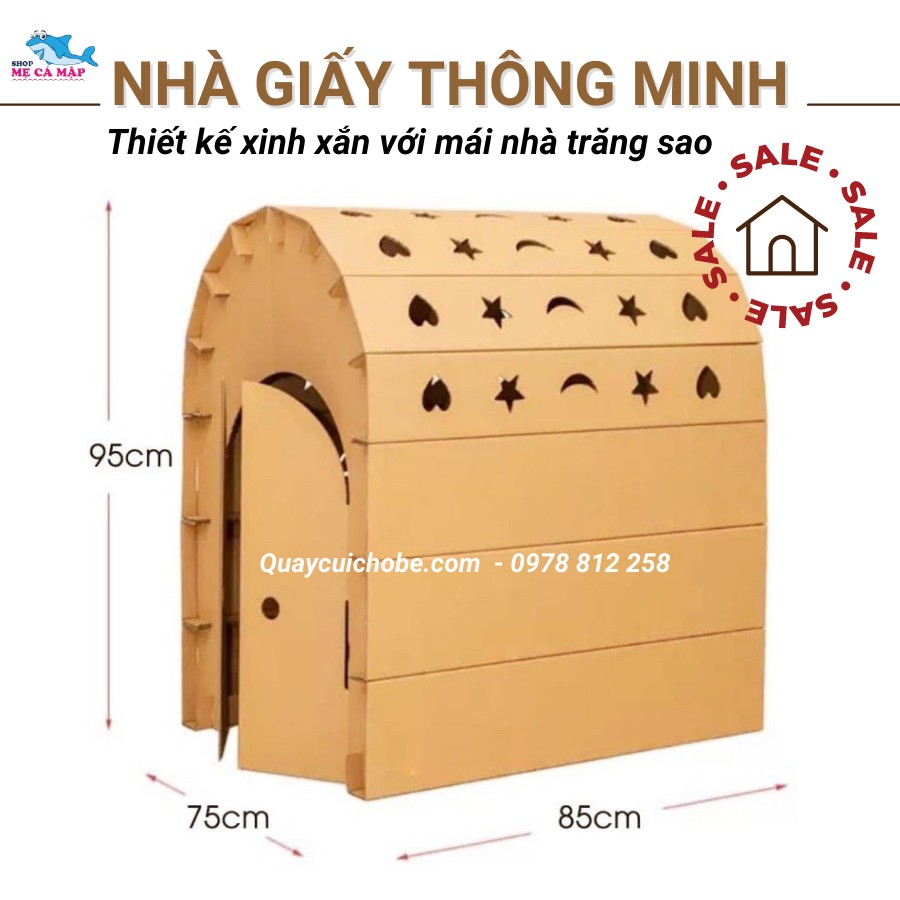 [Xả kho] Nhà giấy bìa carton 5 lớp LOẠI I, nhà carton lắp ghép thông minh GIÁ XƯỞNG cho bé từ 1 tuổi