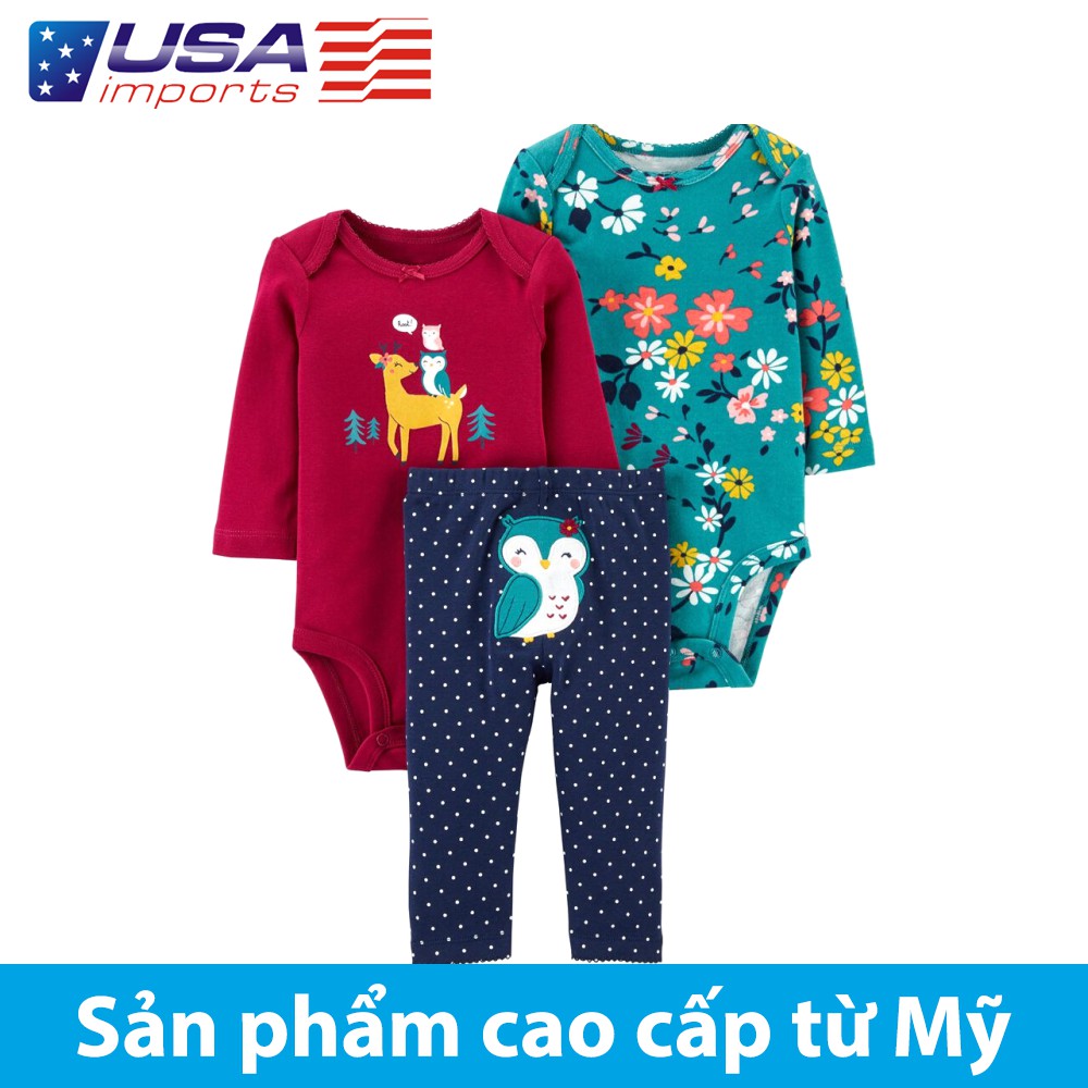 Set 3 bodysuit kèm quần Car-tờ Auth Từ Mỹ (1J351010)