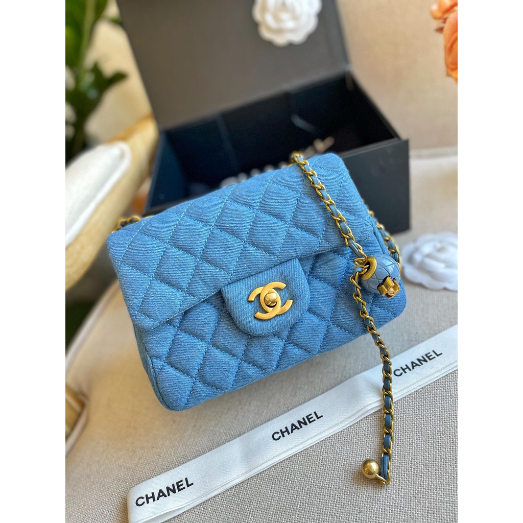 Túi Xách Denim / Vàng Sáng 20Cm Không Hộp