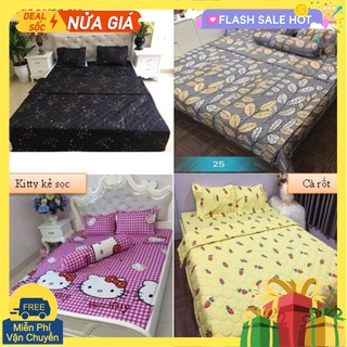 Bộ ga gối drap 1m6 cotton poly vikona mẫu a0009