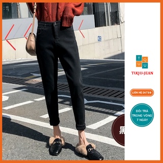 Quần bò baggy nữ màu đen chất liệu bền đẹp phom chuẩn mẫu mới TuQu jean