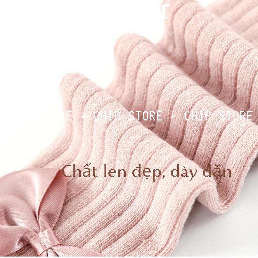 Quần tất liền bàn bé gái CHIP STORE Quần legging cho bé có nơ chất len gân dày dặn from đẹp Hàng QC loại1 có size 5-12kg