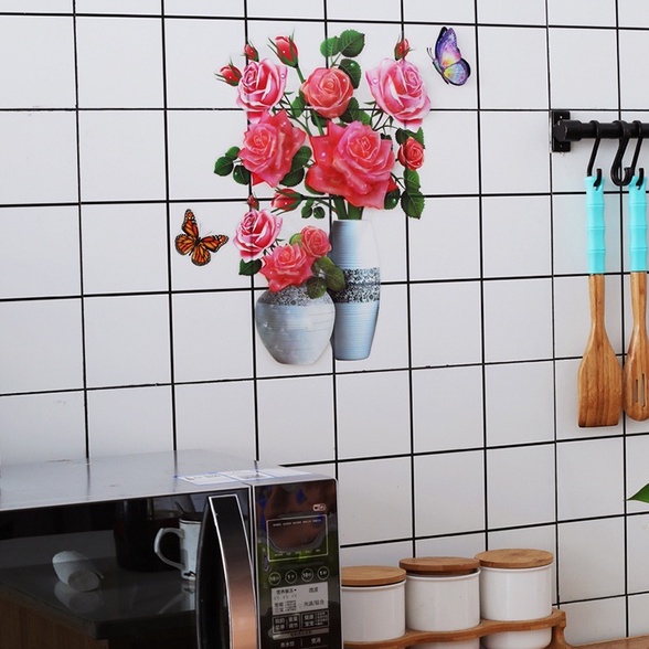 Tranh Dán Tường 3D, Tranh Bình Hoa 3D Dán Nổi, 12 Mẫu Siêu Đẹp Sắc Nét