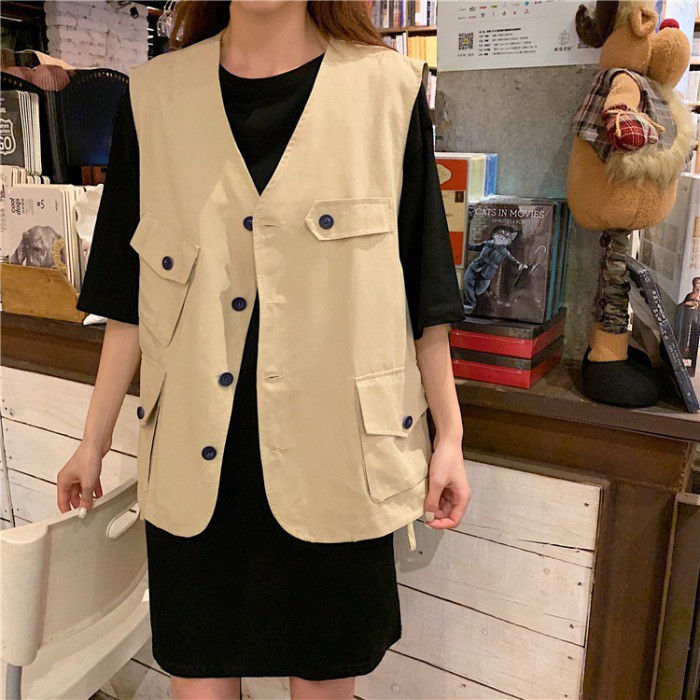 [Có sẵn]🌿 Áo khoác gile kaki mỏng túi hộp ulzzang 🔥 | BigBuy360 - bigbuy360.vn