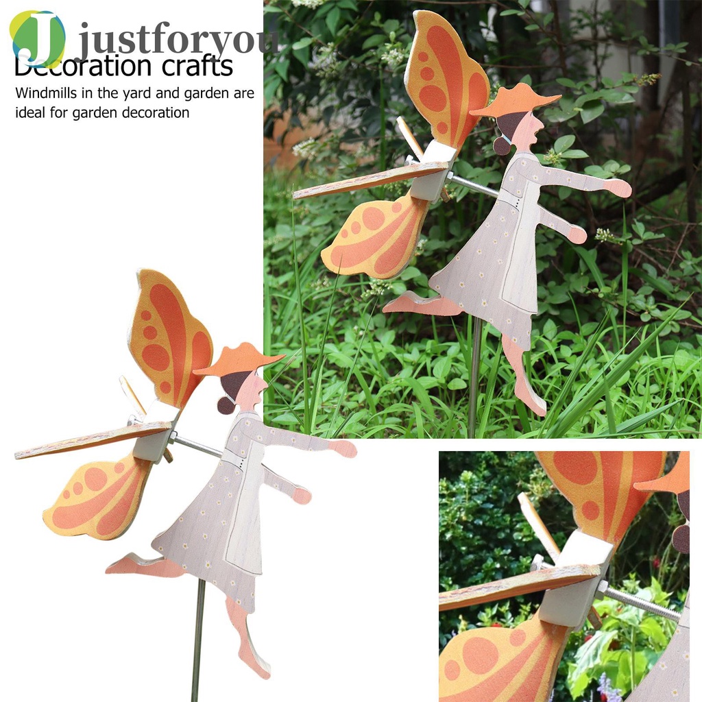 Justforyou2 Wooden Windmill Clown Garden Outdoor Statue Wind Spinner Decoration Crafts