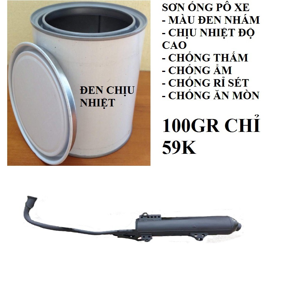 1 kg Sơn chịu nhiệt cho ống pô xe máy màu đen nhám sơn pô xe máy, cổ pô chịu nhiệt độ cao