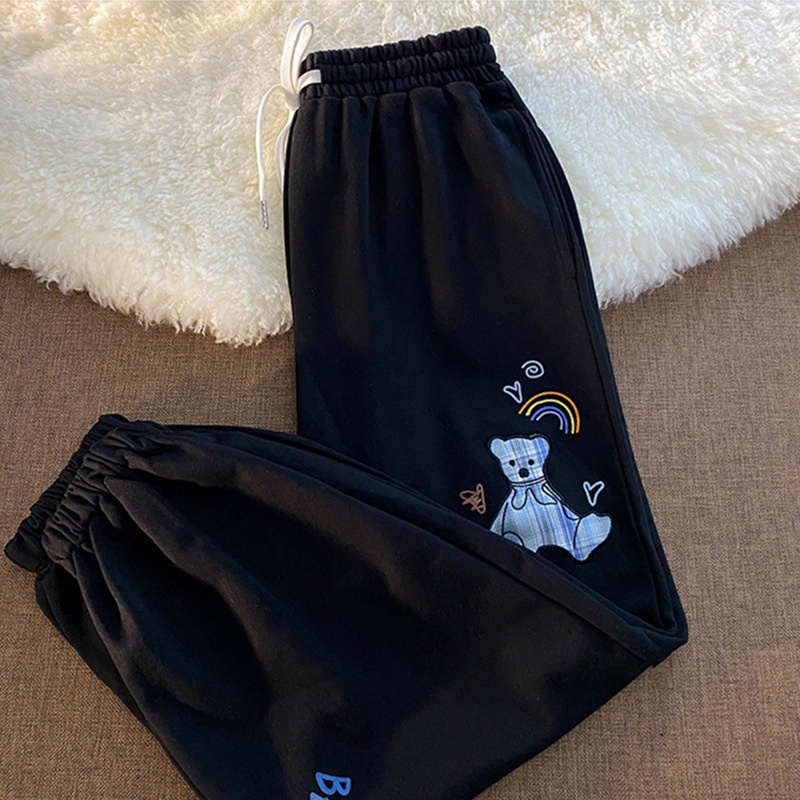 Quần dài thể thao IELGY ống rộng bằng cotton cá tính cho nữ